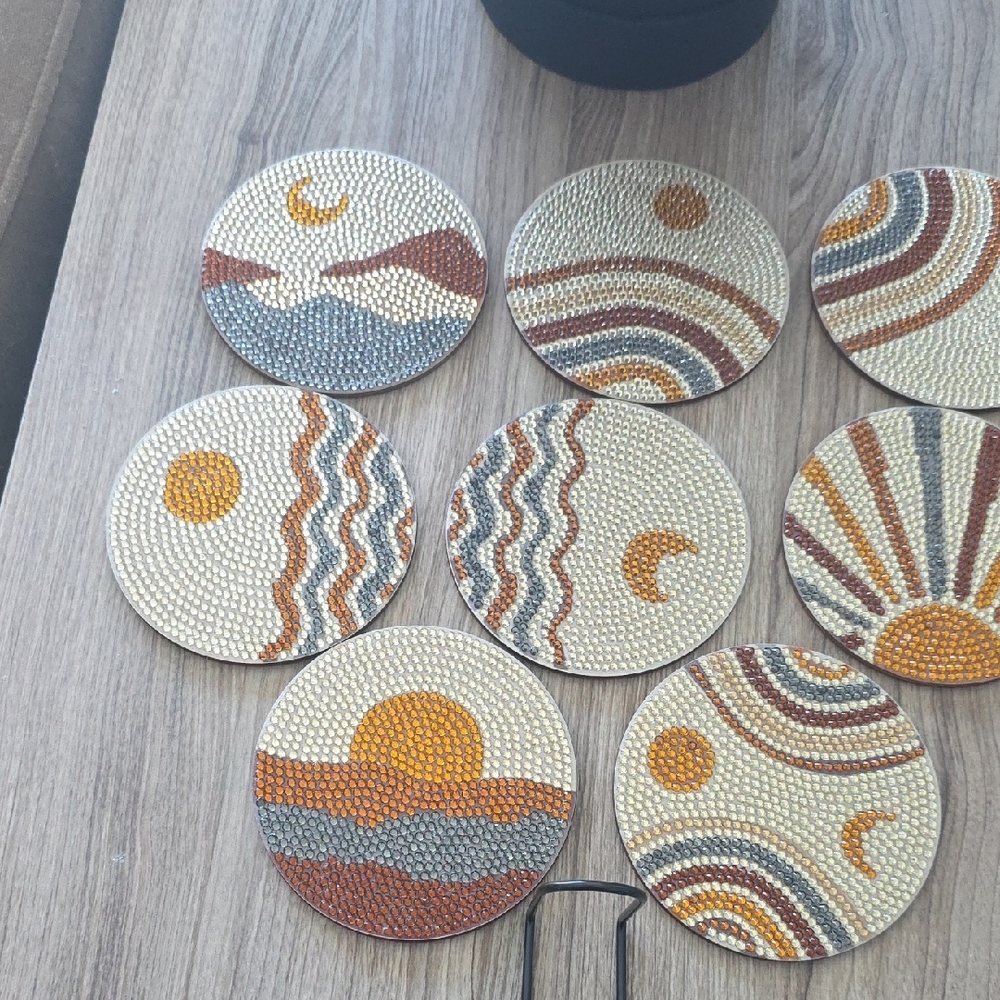 Sunset Patterned Coasters Set - Multicolor - Picture 3 of 8